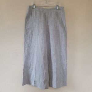 Light Gray Wide-Leg Linen Blend Pants for Women